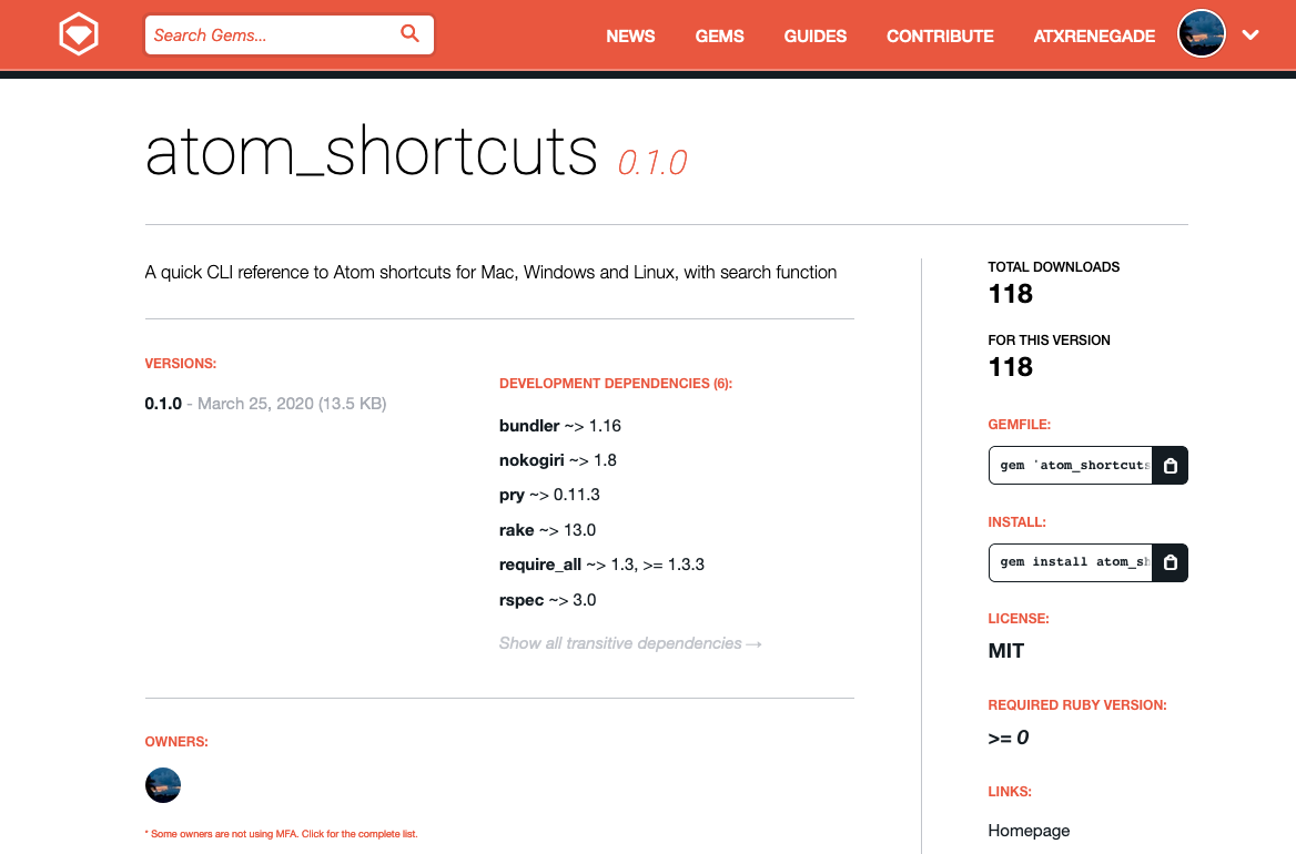 Atom Shortcuts Screen Shot