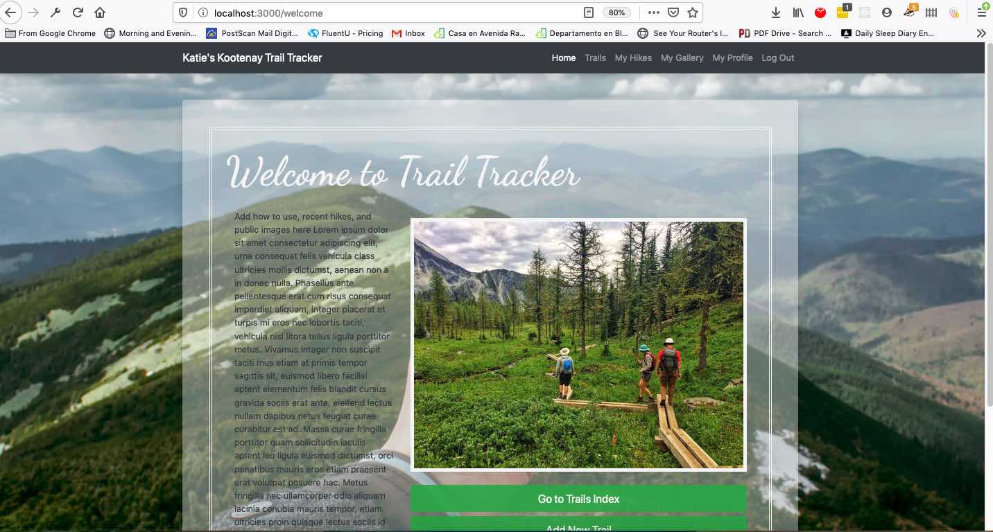 Trail Tracker Application Screenshot